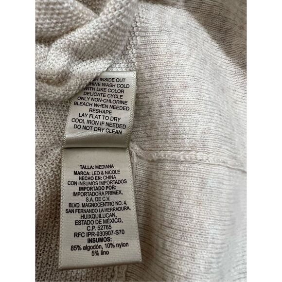 Cardigan Sweater Cream Sheer Dolman Open Front Size M Lightweight Leo & Nicole - Picture 5 of 6